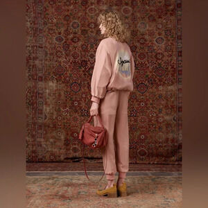 See by Chloe Dusty pink rose/muted brown silk bomber jacket